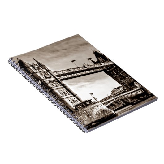 Vintag Sepia London Tower Bridge Notizblock (Rechte Seite)