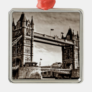 Vintag Sepia London Tower Bridge Ornament Aus Metall