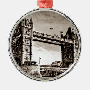 Vintag Sepia London Tower Bridge Ornament Aus Metall