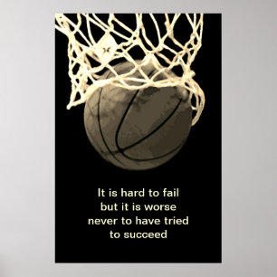 Vintag Sepia Motivierend Quote Basketball Poster