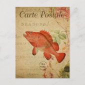 Vintag Sepia Orange Goldfish Postkarte (Vorderseite)