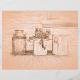 Vintag Sepia Rustic Sketch Art Country Jugs