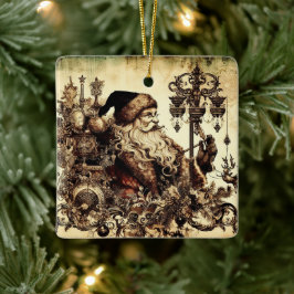 Vintag Sepia Santa Claus Keramikornament
