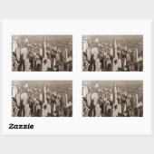 Vintag Sepia Tone New York Rechteckiger Aufkleber (Blatt)