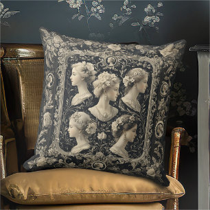 Vintag Sepia Viktorianisch Cameos Dark Gray Kissen