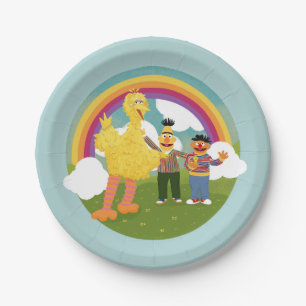 Vintag Sesame Street Friends Rainbow Pappteller