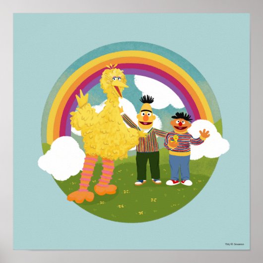 Vintag Sesame Street Friends Rainbow Poster (Vorne)