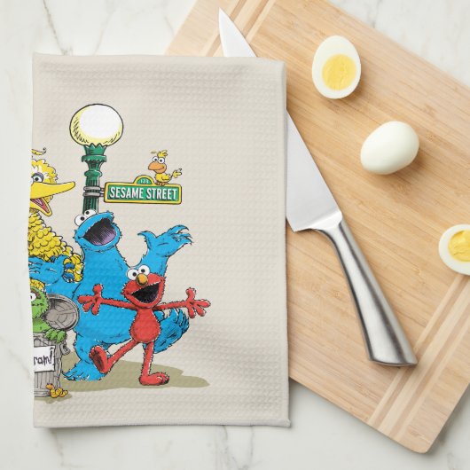 Vintag Sesamstraße Pals Geschirrtuch (Viertel Falte)