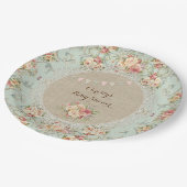 Vintag Shabby Floral Burlap Lace Custom Pappteller (Schrägansicht)