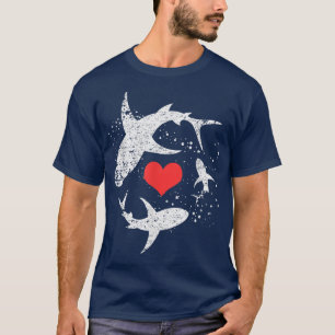 Vintag Shark Silhouette Hammerhead Shark Tiger Sh T-Shirt