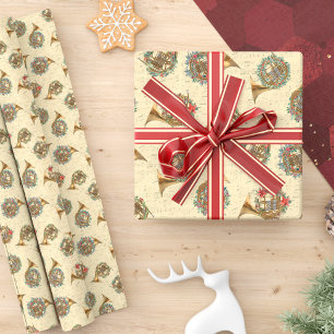 Vintag Sheet Music French Horns Weihnachten Geschenkpapier