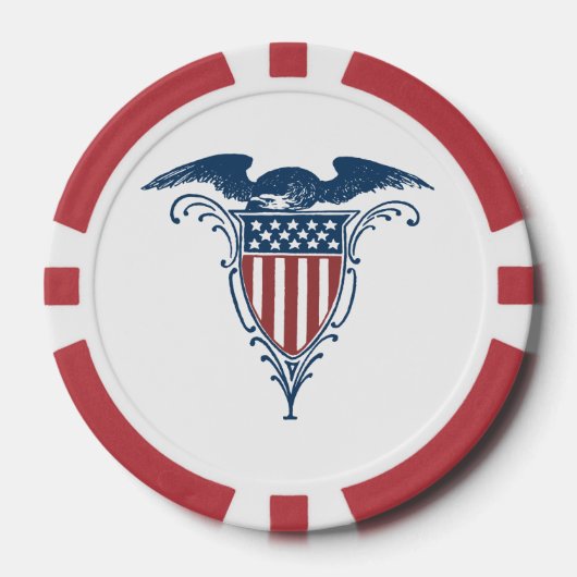 Vintag Shield Red White Blue American Eagars Pokerchips (Vorderseite)