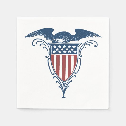 Vintag Shield Red White Blue American Eagars Serviette (Vorderseite)