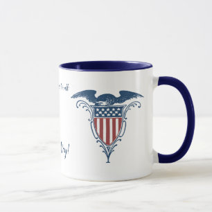Vintag Shield Red White Blue American Eagars Tasse