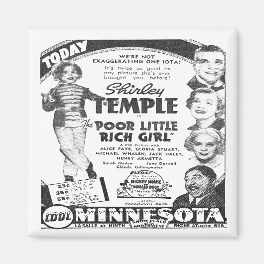 Vintag Shirley Temple Film Advert Kühlschrankmagne Magnet (Vorne)