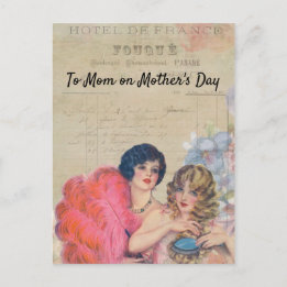 Vintag Show Girls Hotel Frankreich Blume Feathers Postkarte