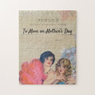 Vintag Show Girls Hotel Frankreich Blume Feathers Puzzle