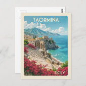 Vintag Sicily Taormina Italien Reisen Postkarte (Vorne/Hinten)