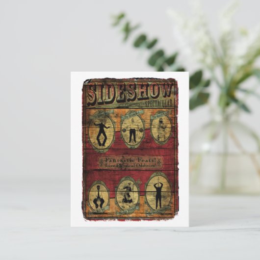 Vintag-Sideshow-Banner Postkarte (Stehend Vorderseite)