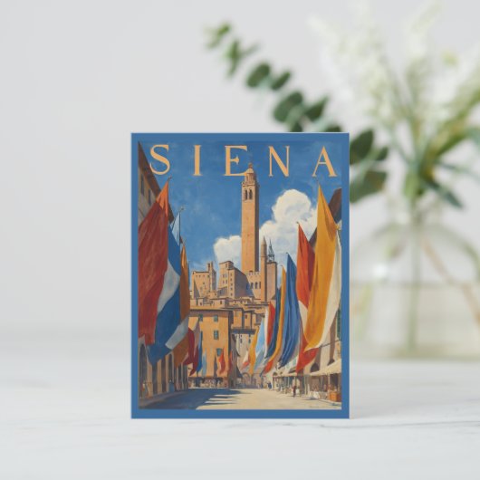 Vintag Siena Italienische Reise Postkarte (Stehend Vorderseite)