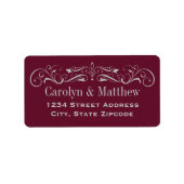 Vintag Silver Blühte Maroon Rücksendeadresse Adressaufkleber (Vorne)