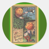 Vintag Singing Pumpkin Man Runder Aufkleber (Vorderseite)