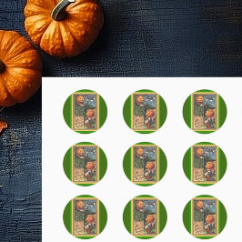 Vintag Singing Pumpkin Man Runder Aufkleber