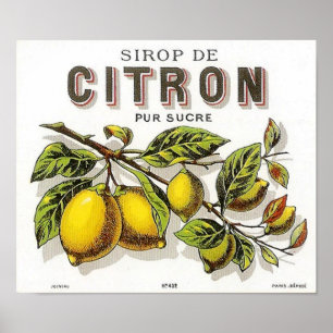 Vintag Sirop de Citron Ad - Poster