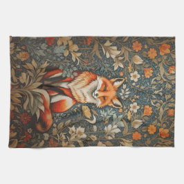 Vintag Sitting Fox William Morris Inspirierte Blum Geschirrtuch