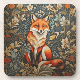 Vintag Sitting Fox William Morris Inspirierte Blum Getränkeuntersetzer