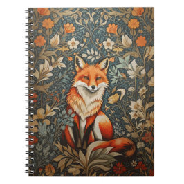 Vintag Sitting Fox William Morris Inspirierte Blum Notizblock