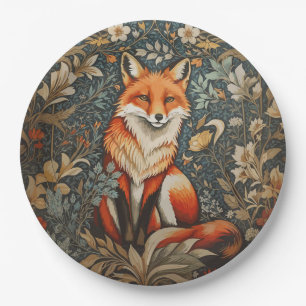 Vintag Sitting Fox William Morris Inspirierte Blum Pappteller