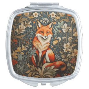 Vintag Sitting Fox William Morris Inspirierte Blum Taschenspiegel