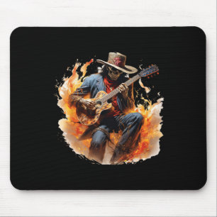 Vintag Skeleton Cowboy Gitarrenfeuer spielen Mousepad