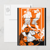 Vintag Skeleton Ghost Greeting Postkarte (Vorne/Hinten)