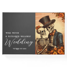 Vintag Skeleton Goth Foto Wedding Guest Book