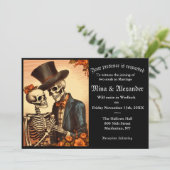 Vintag Skeleton QRC Einladung zur Hochzeitsfeier (Stehend Vorderseite)