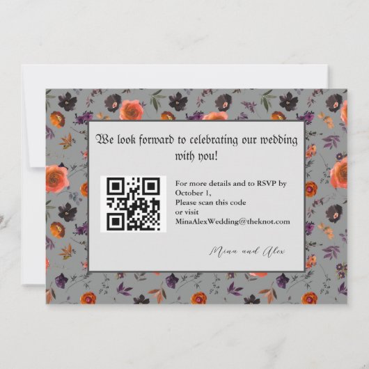 Vintag Skeleton QRC Einladung zur Hochzeitsfeier (Rückseite)