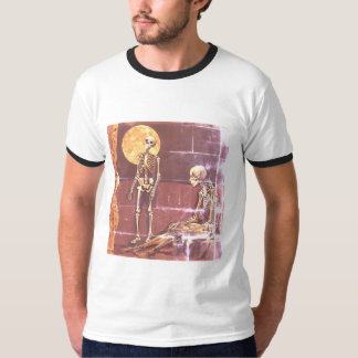 Vintag Skelett Moonlit Szene Ringer T-Shirt