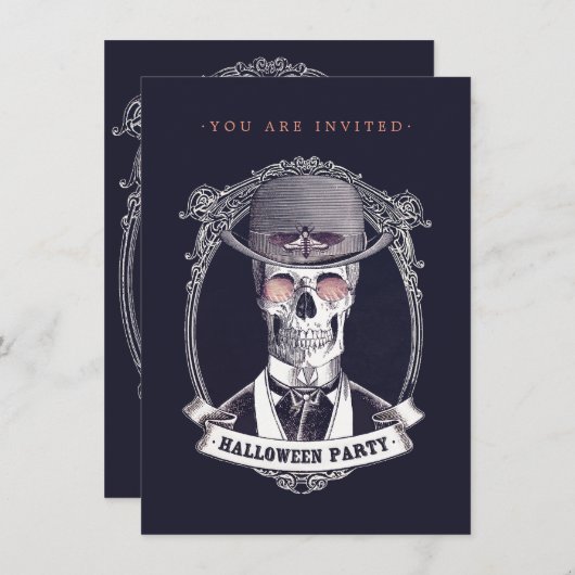Vintag Skelett Skeletton Halloween-Party Einladung (Vorne/Hinten)