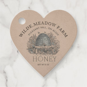 Vintag Skep Local Honey Jar Hangtag Heart Kraft Geschenkanhänger