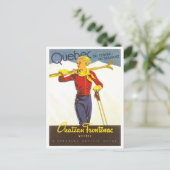 Vintag Ski Quebec Kanada Chateau Frontenac Postkarte (Stehend Vorderseite)
