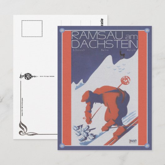 Vintag Ski Ramsau am Dachstein Postkarte (Vorne/Hinten)