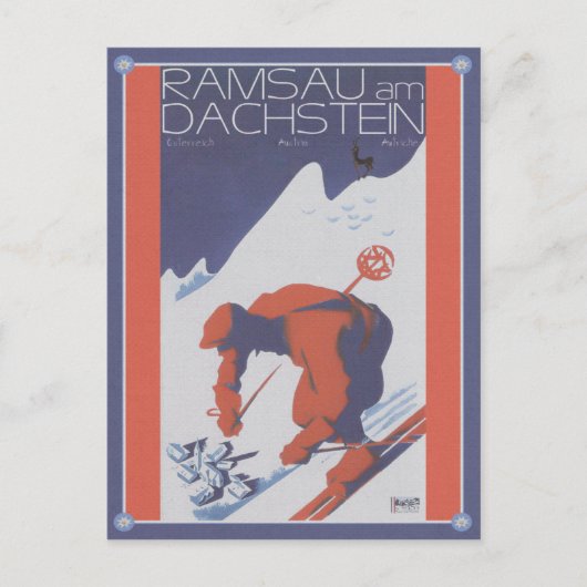 Vintag Ski Ramsau am Dachstein Postkarte (Vorderseite)