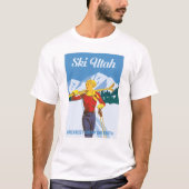 Vintag Ski Utah Poster T-Shirt (Vorderseite)