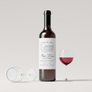 Vintag skizzierte Florals Save the Date Weinetikett