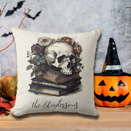Vintag Skull Books Dark Academia Halloween Kissen