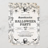 Vintag Skull Halloween Geburtstag Einladung (Vorne/Hinten)