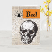 Vintag Skull Halloween Karte (Gelbe Blume)