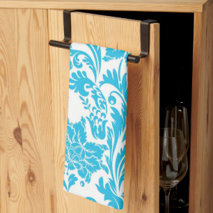 Vintag Sky Blue Damask Geschirrtuch